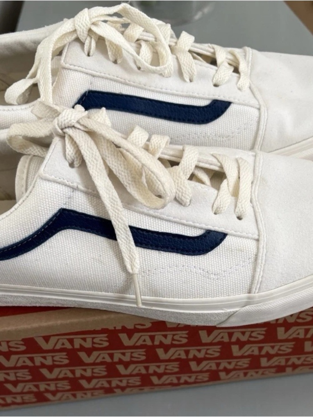 VANS Old Skool Blue White Lace Up Canvas Comfort Sneakers Men Size 8.5 - Picture 5 of 6